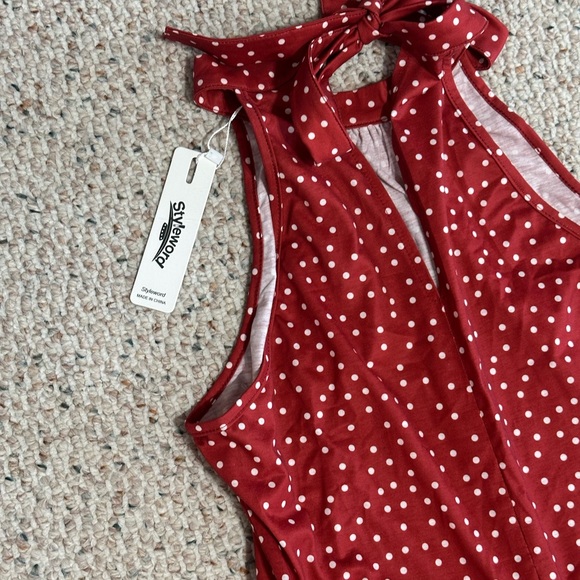 New With Tags Red Polka Dot Halter Maxi Dress - Picture 8 of 8